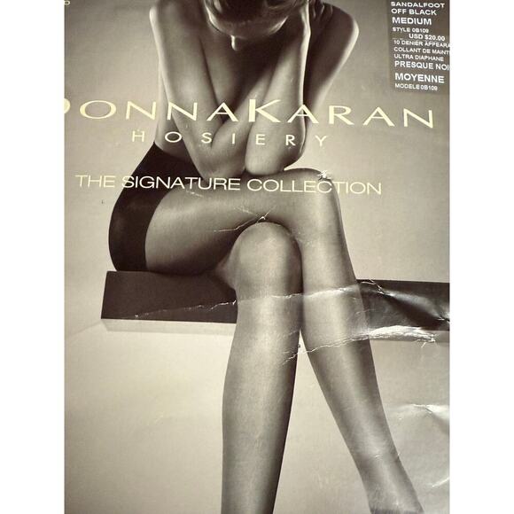 New Donna Karan Hosiery The Signature Collection Sandalfoot Off Black Medium - Picture 1 of 4